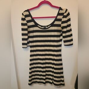 Forever 21 Striped Black and Cream Long Top / Mini Dress